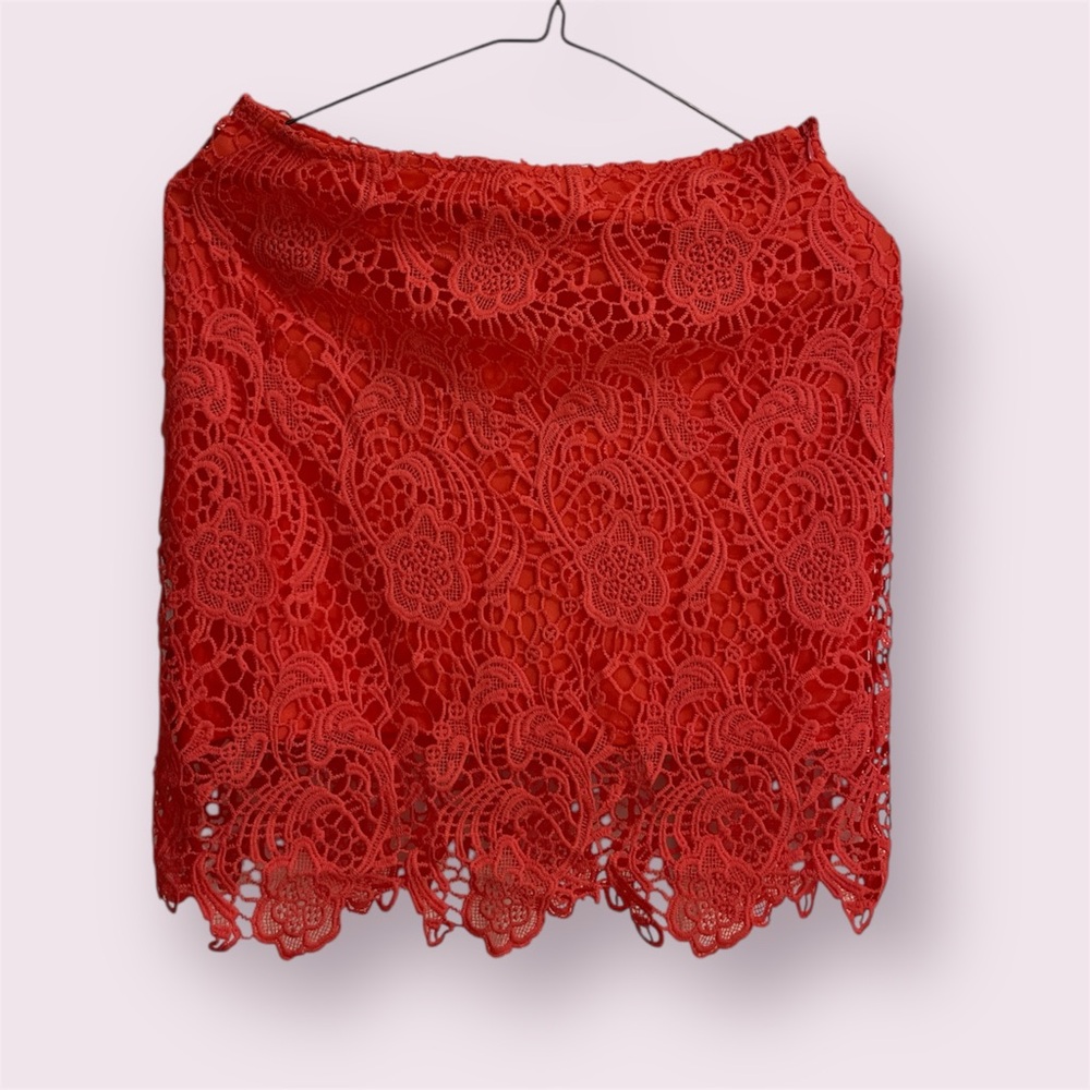 U 2 B Elegant coral pink Lace Mini Skirt
